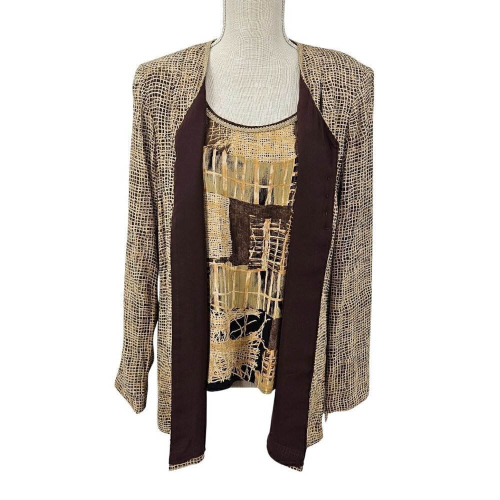 Platinum Dorothy Schoelen Abstract Tank Jacket Set Women's Size P XS Art To Wear